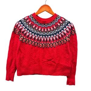 Vineyard Vines Fair Isle Sweater Women's Small Red Multicolor Merino Wool